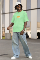 Stay Wild Half Sleeve Saga Green Oversized T-Shirt for Men by Hello Swanky