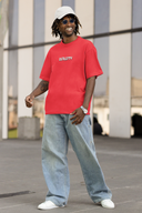 Ovality Half Sleeve Red Oversized T-Shirt for Men by Hello Swanky