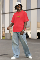 Keep Calm Half Sleeve Red Oversized T-Shirt for Men by Hello Swanky