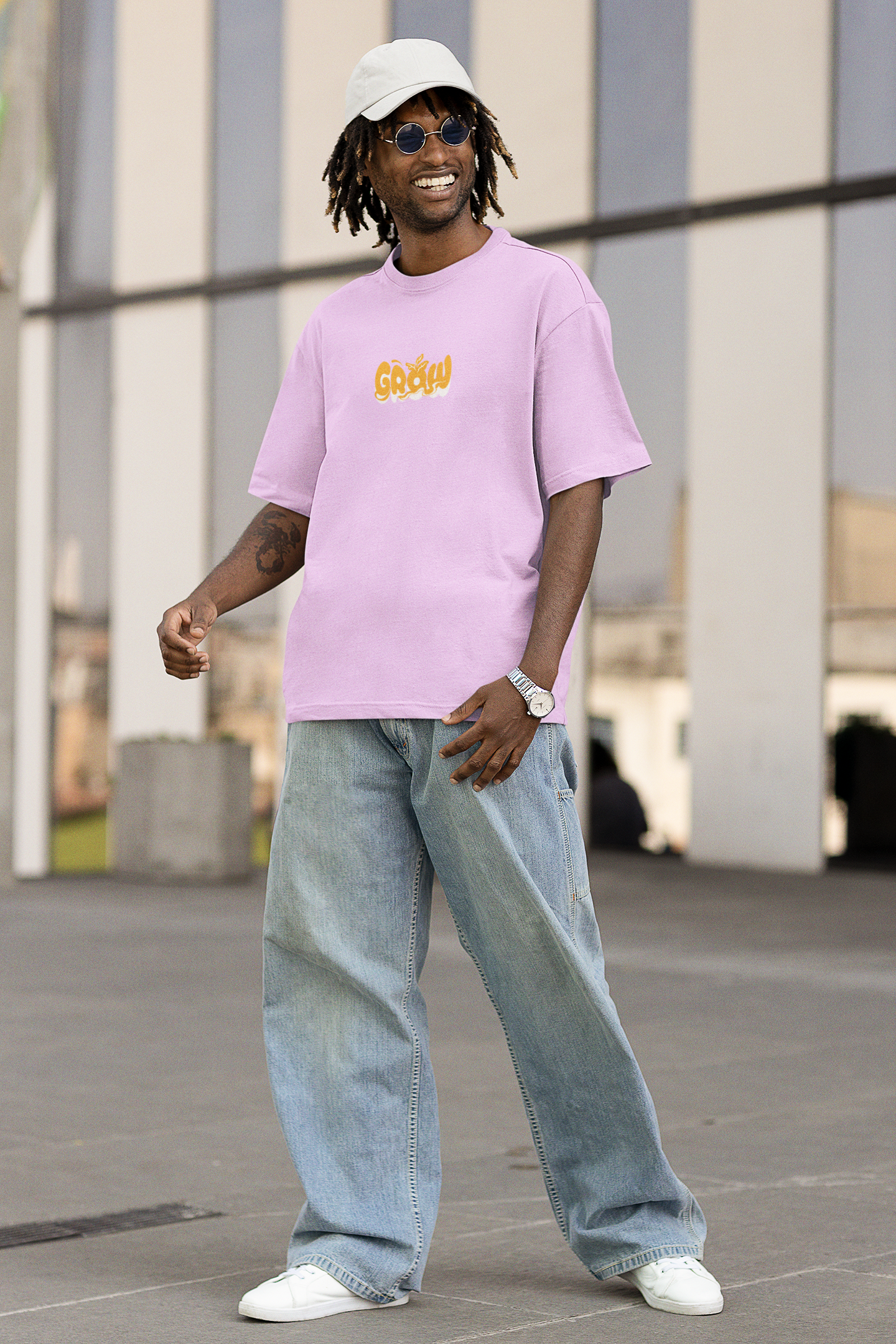 Stay Wild Fish Graphic Lavender Unisex Oversized T-Shirt