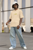 Human Being Half Sleeve Beige Oversized T-Shirt for Men by Hello Swanky