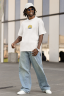Ride The Highs Half Sleeve White Oversized T-Shirt for Men by Hello Swanky