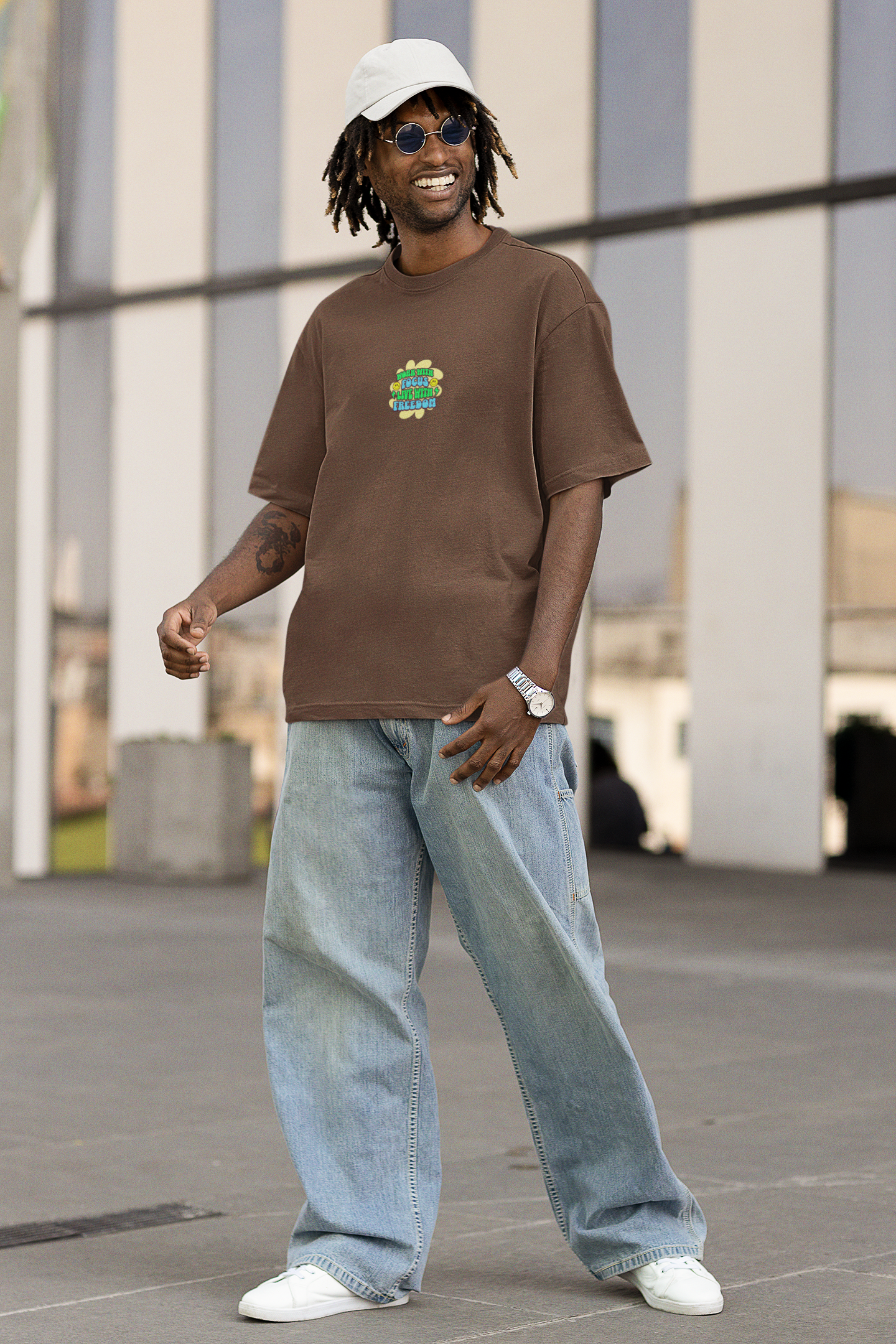 Live With Freedom Unisex Brown Oversized T-Shirt