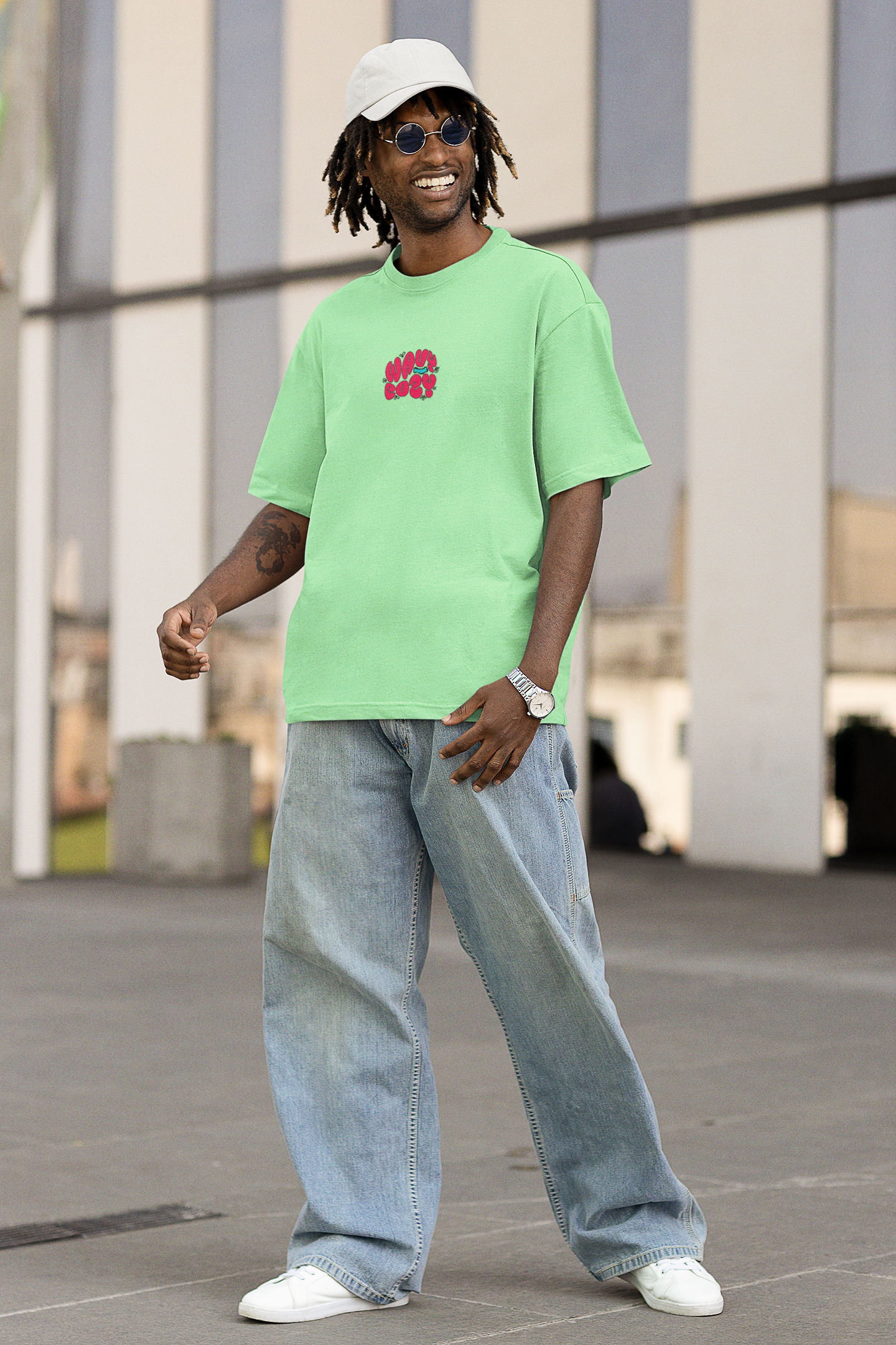 Cozy Wavy Unisex Saga Green Oversized T-Shirt