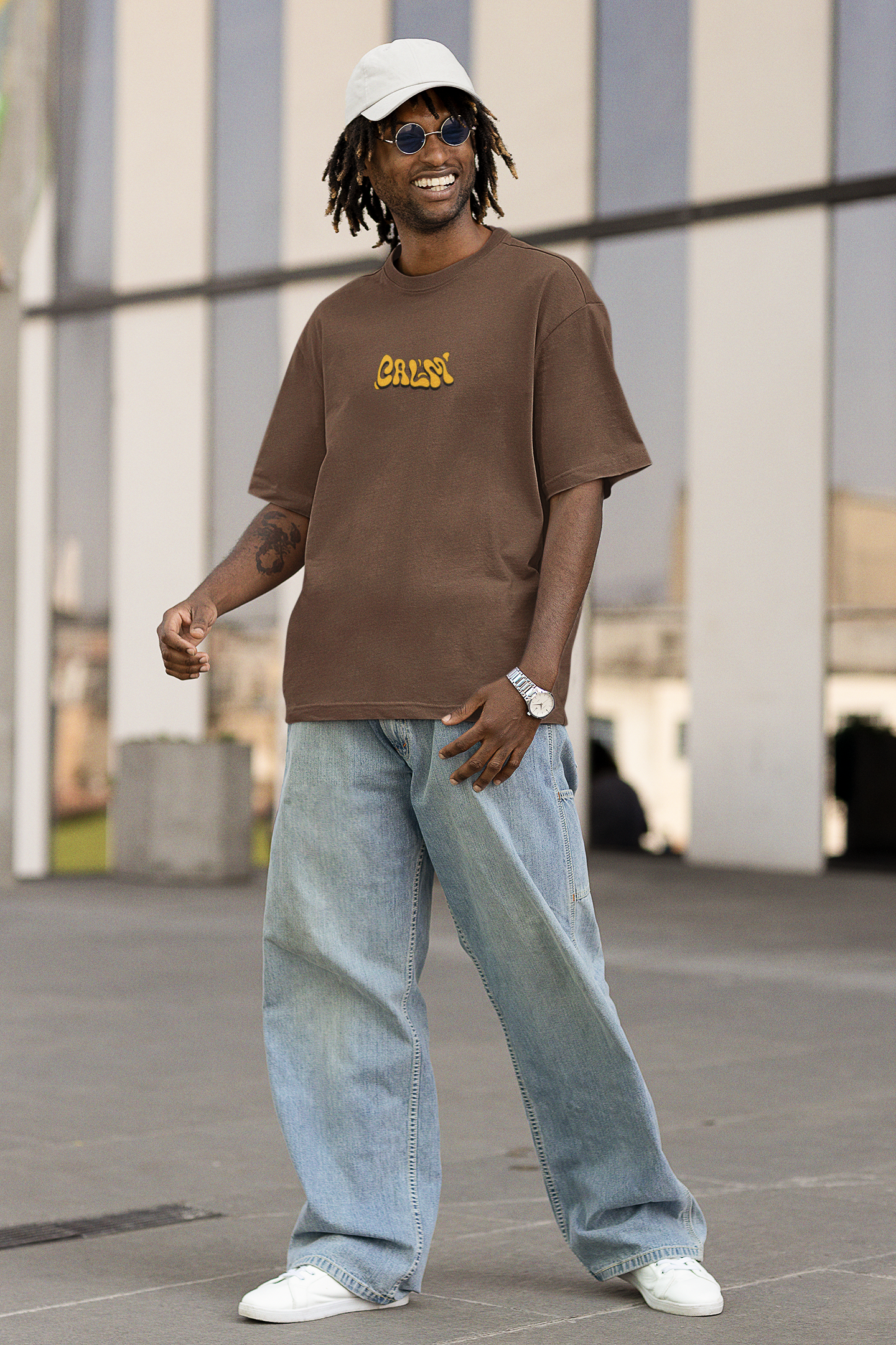 Keep Calm Unisex Brown Oversized T-Shirt