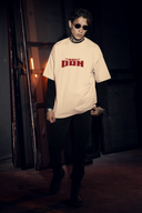 Don Half Sleeve Biege Oversized T-Shirt for Men by Hello Swanky