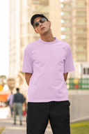 Too Much To Think Half Sleeve Lavender Oversized T-Shirt for Men by Hello Swanky