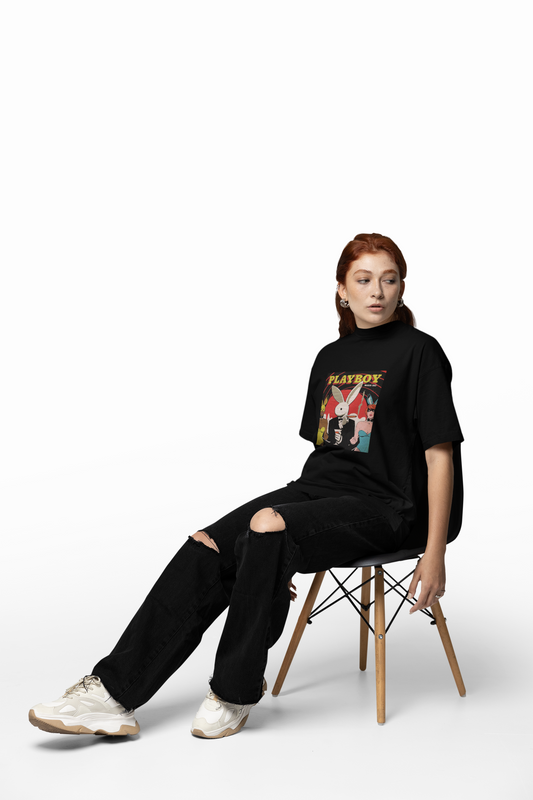 Playboy x Anti Social Oversized Black T-Shirt – Trendy Graphic