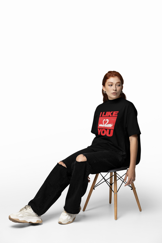 Love Bird Graphic Oversized T-Shirt for Cute Couple Look