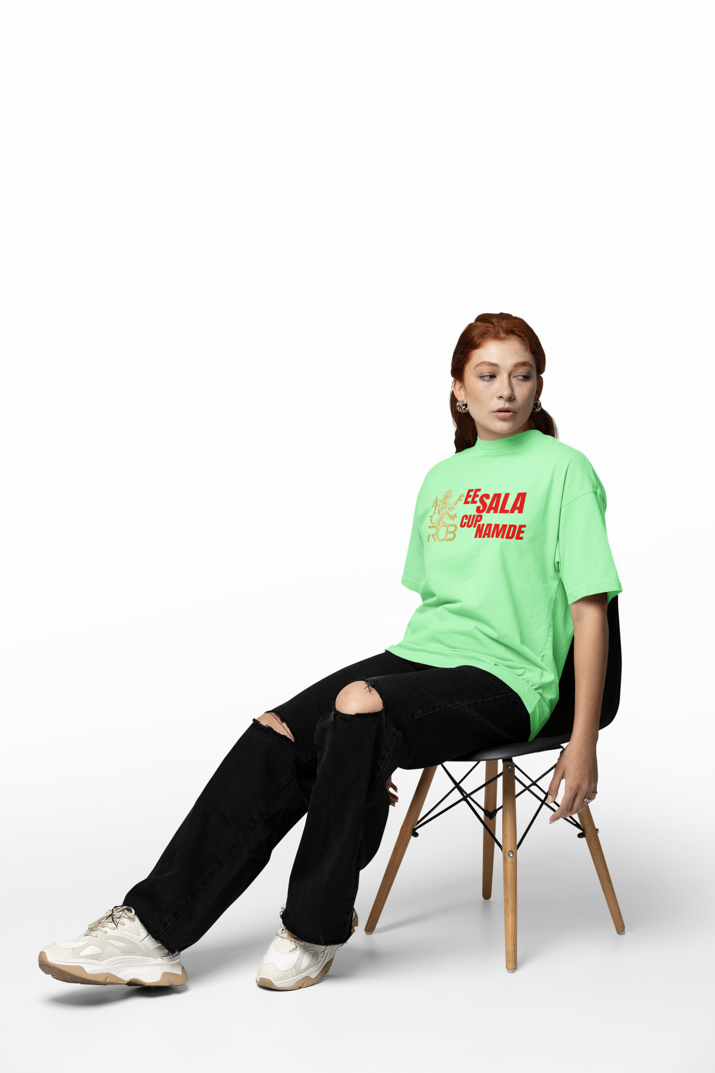 Royal RCB Slogan Tee Oversized T-Shirts