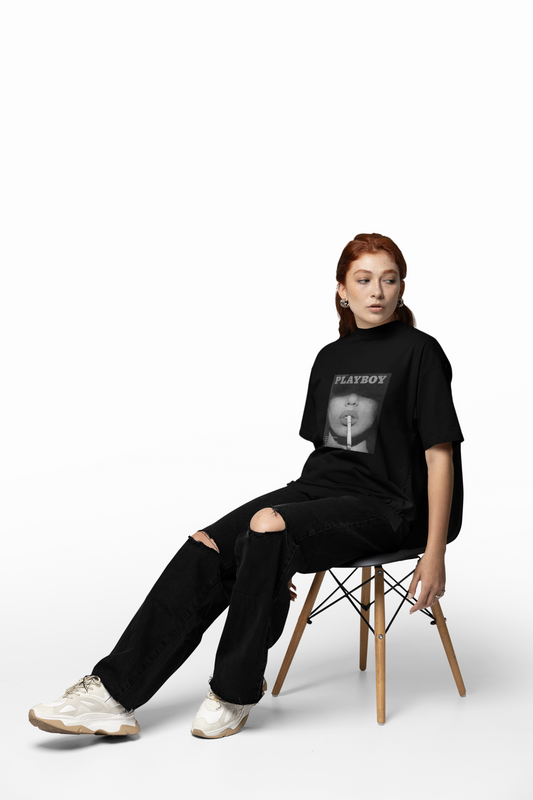 Playboy Vintage Print Black Oversized T-Shirt – Bold Streetwear