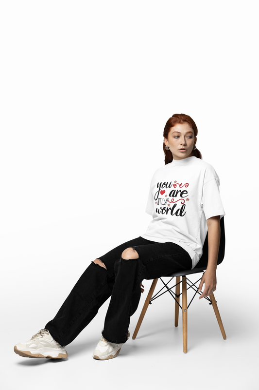 You Are My World Oversized T-Shirt Romantic Graphic Style