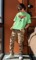 Sniper Half Sleeve Saga Green Oversized T-Shirt for Men by Hello Swanky