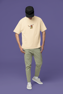 Hop Beyond Limits Half Sleeve Beige Oversized T-Shirt for Men by Hello Swanky