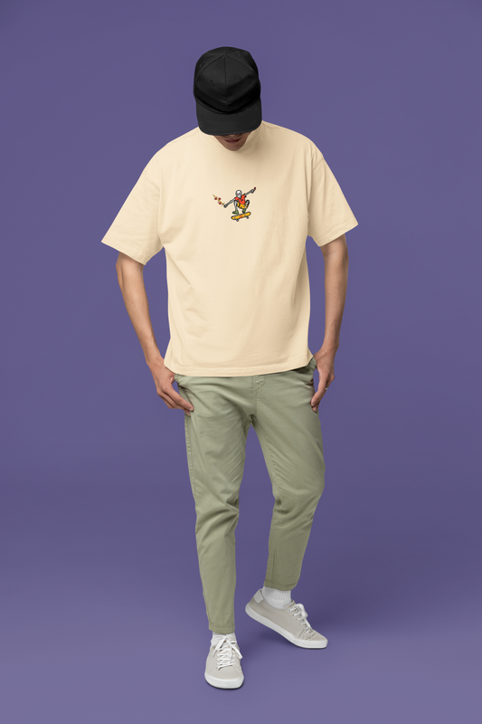 Hop Beyond Limits Unisex Beige Oversized T-Shirt
