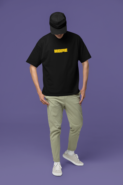 Hope Black Half Sleeve Oversized T-Shirt – Trendy for Men