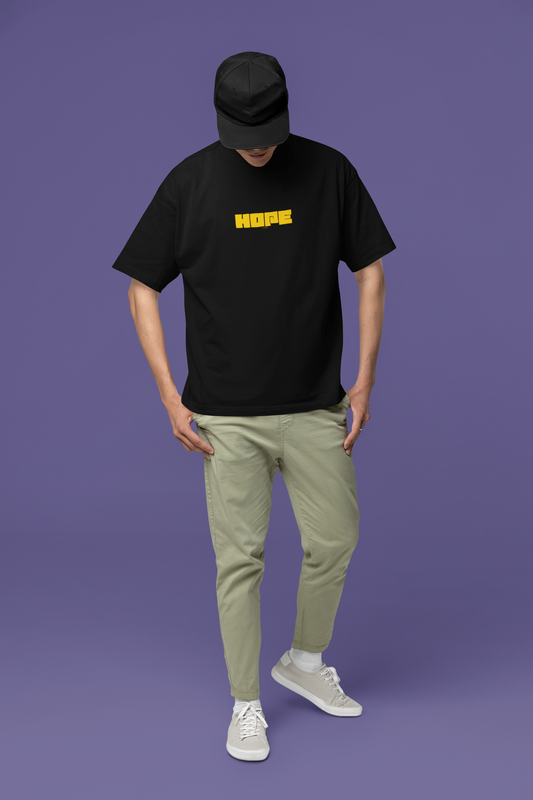 Hope Black Half Sleeve Oversized T-Shirt – Trendy for Men