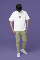 Hop Beyond Limits Half Sleeve White Oversized T-Shirt for Men by Hello Swanky