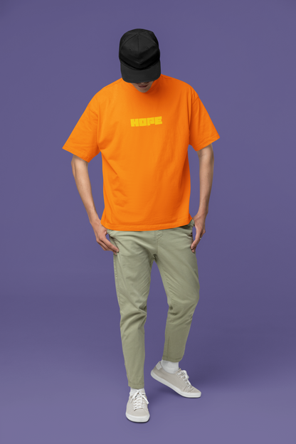 Hope Half Sleeve Orange T-Shirt for Men – Oversized Fit