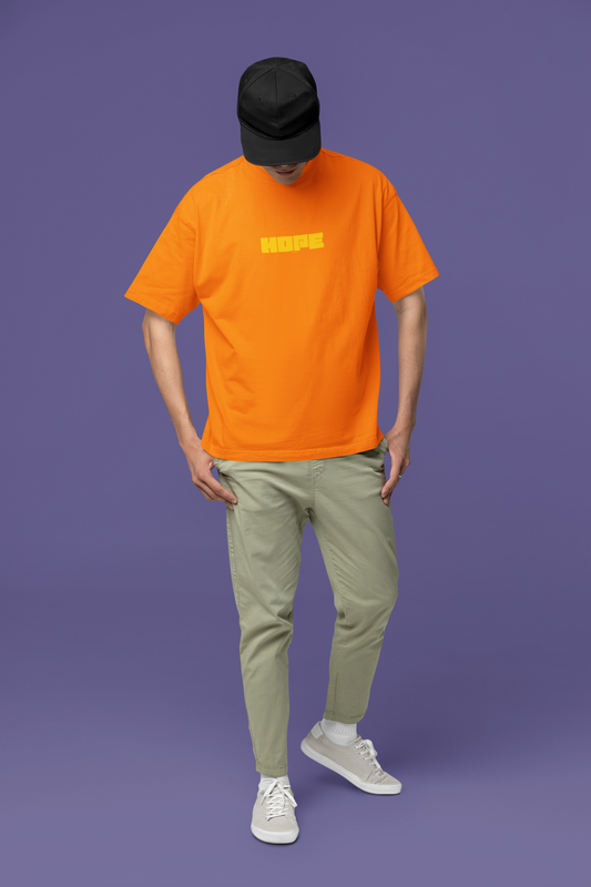 Hope Half Sleeve Orange T-Shirt for Men – Oversized Fit