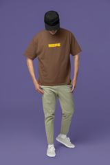 Hope Half Sleeve Brown Oversized T-Shirt for Men by Hello Swanky