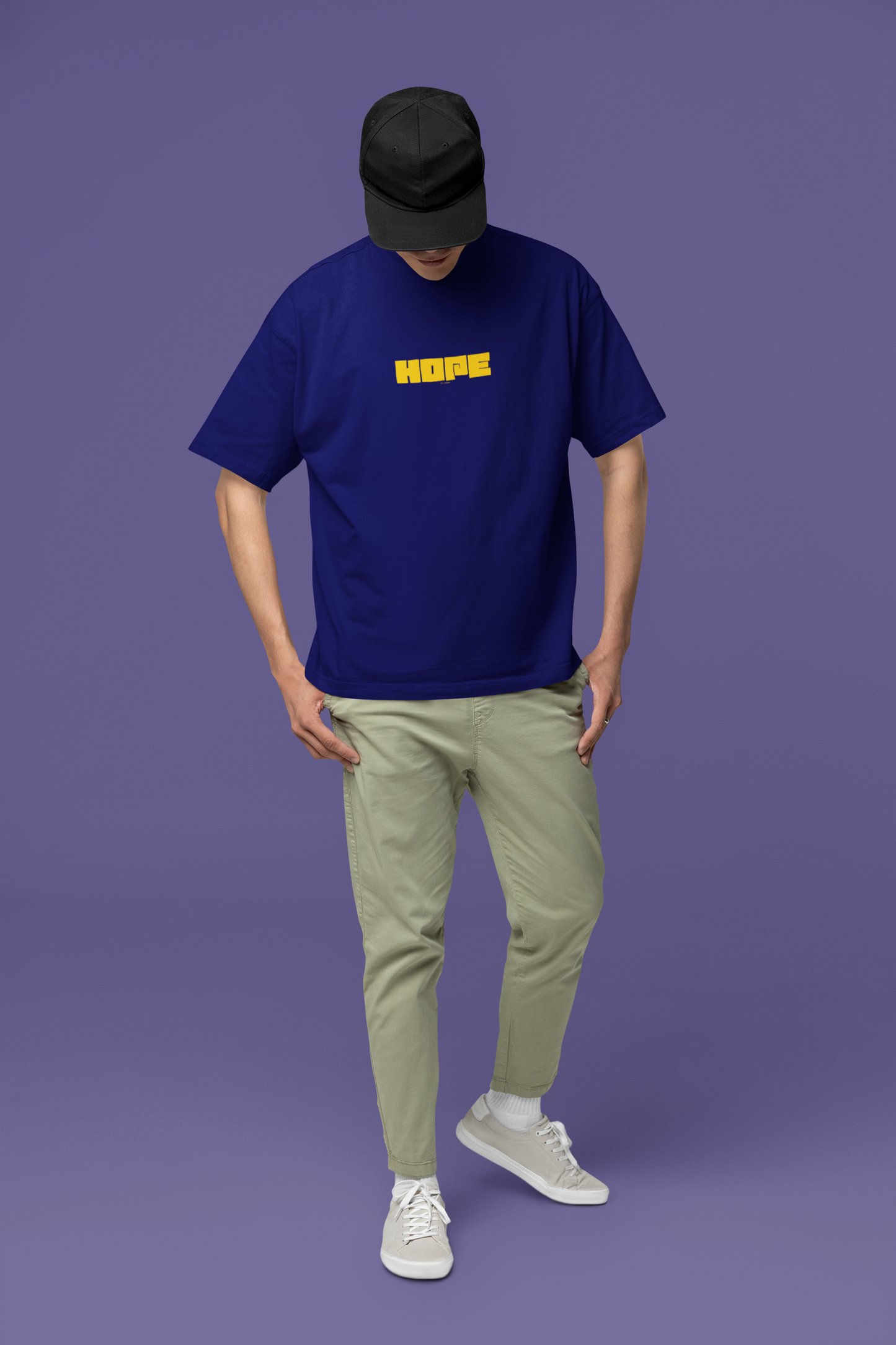 Hope Navy Blue Half Sleeve Oversized T-Shirt – Trendy for Men