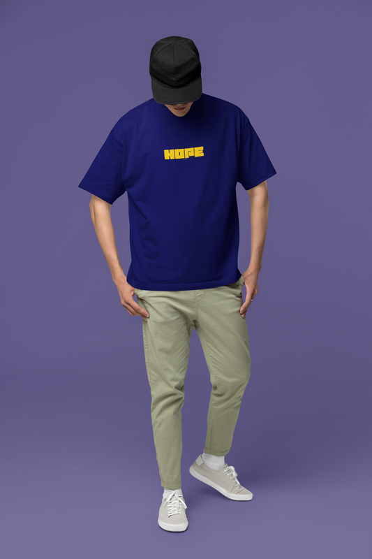 Hope Navy Blue Half Sleeve Oversized T-Shirt – Trendy for Men