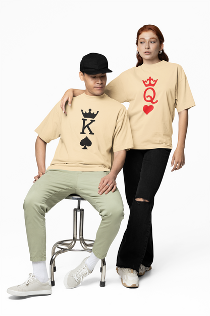 King & Queen Oversized T-Shirts for Couples Matching Wear