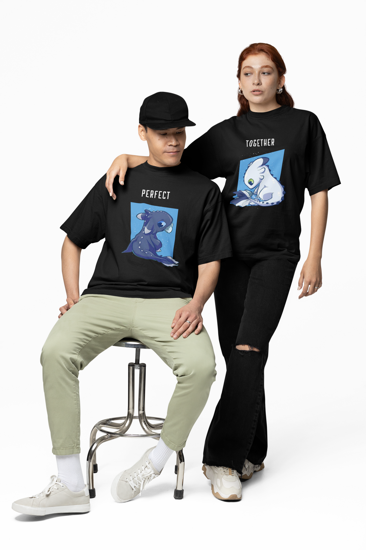 Toothless & Light Fury Oversized T-Shirts