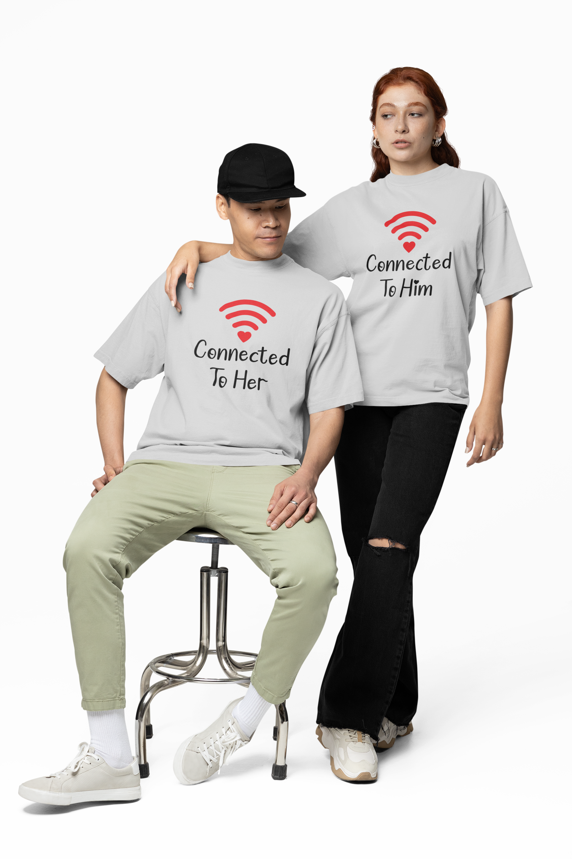 Connection Couple Oversized T-Shirts