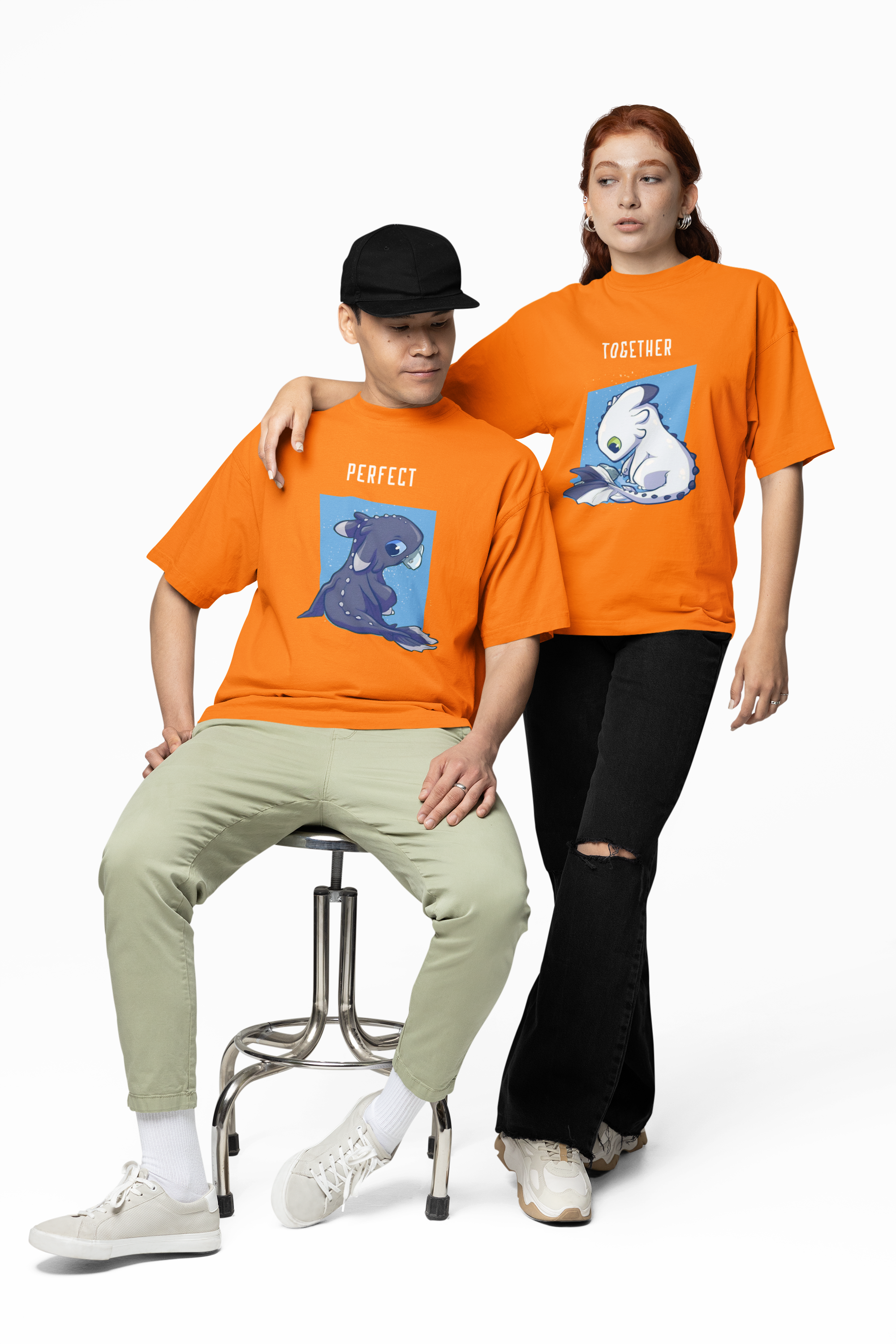 Toothless & Light Fury Oversized T-Shirts