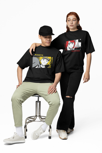Minato & Kushina Oversized T-Shirts Anime Streetwear