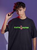 Game Master Half Sleeve Black Oversized T-Shirt for Men by Hello Swanky