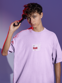 TV Half Sleeve Lavender Oversized T-Shirt for Men by Hello Swanky