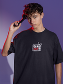 TV Half Sleeve Black Oversized T-Shirt for Men by Hello Swanky