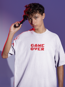 Game Controller Half Sleeve White Oversized T-Shirt for Men by Hello Swanky