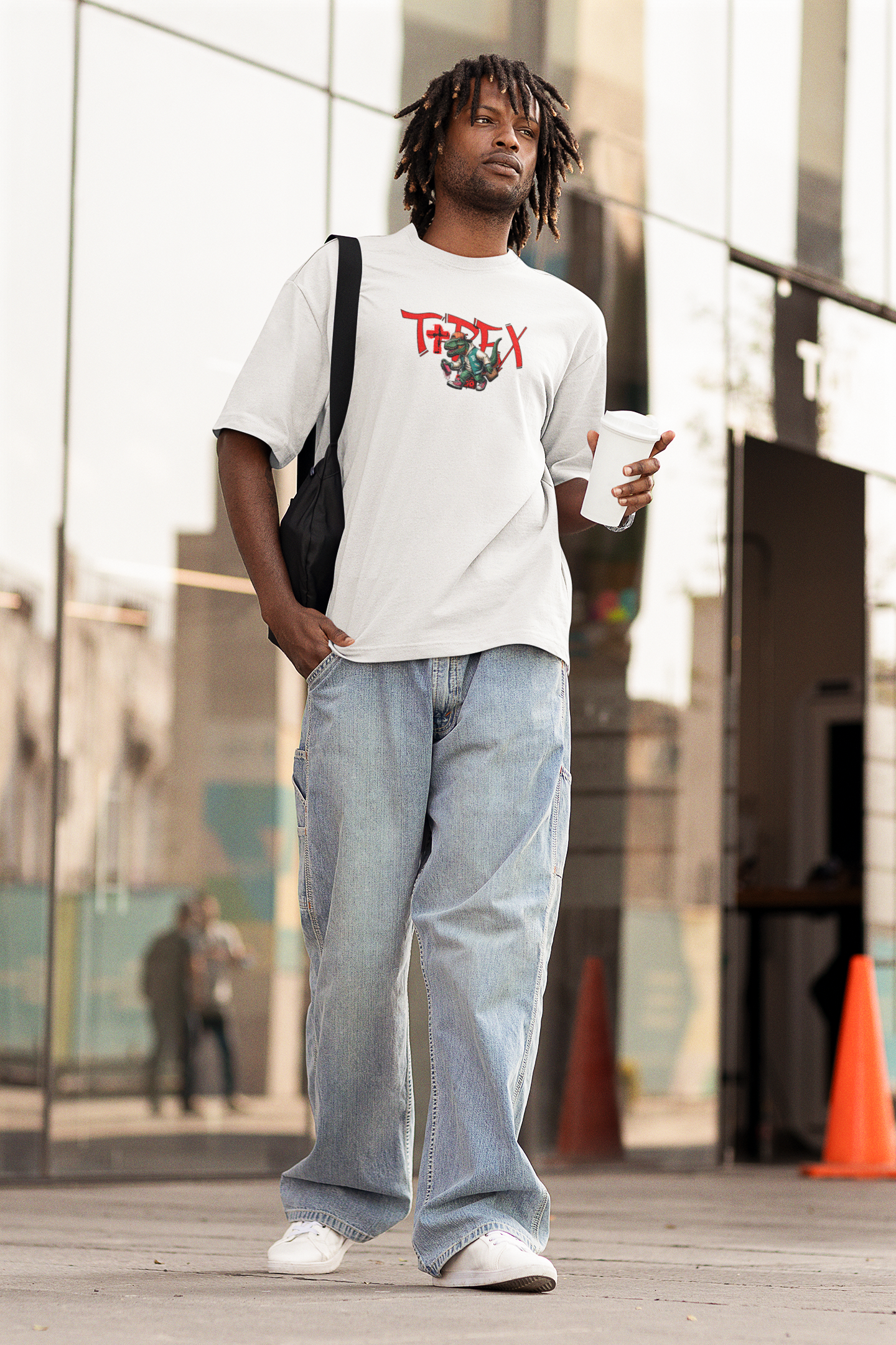 Tirex Unisex White Oversized T-Shirt Minimal Streetwear Tee