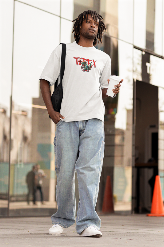 Tirex Unisex White Oversized T-Shirt Minimal Streetwear Tee