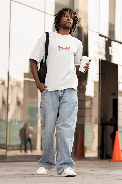 Shining star half sleeve white oversized t-shirt for men by hello swanky