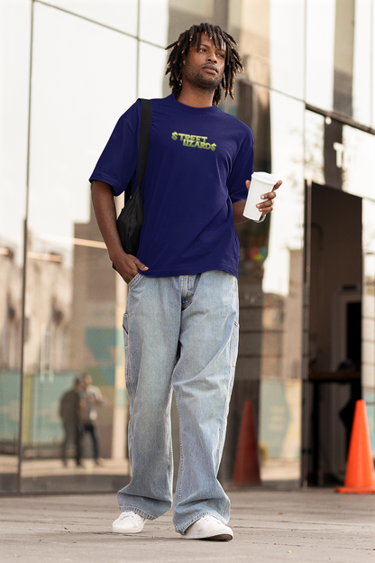 Street Lizard Navy Blue Oversized T-Shirt Unisex Daily Tees