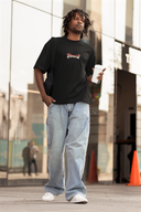 Shining Star Half Sleeve Black Oversized T-Shirt for Men by Hello Swanky