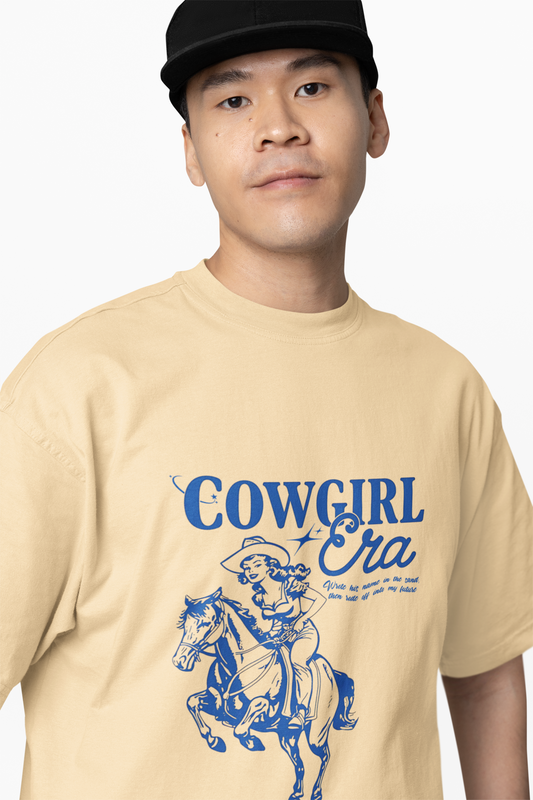 Cow Girl Era Oversized T-Shirt Stylish Western Graphic Design