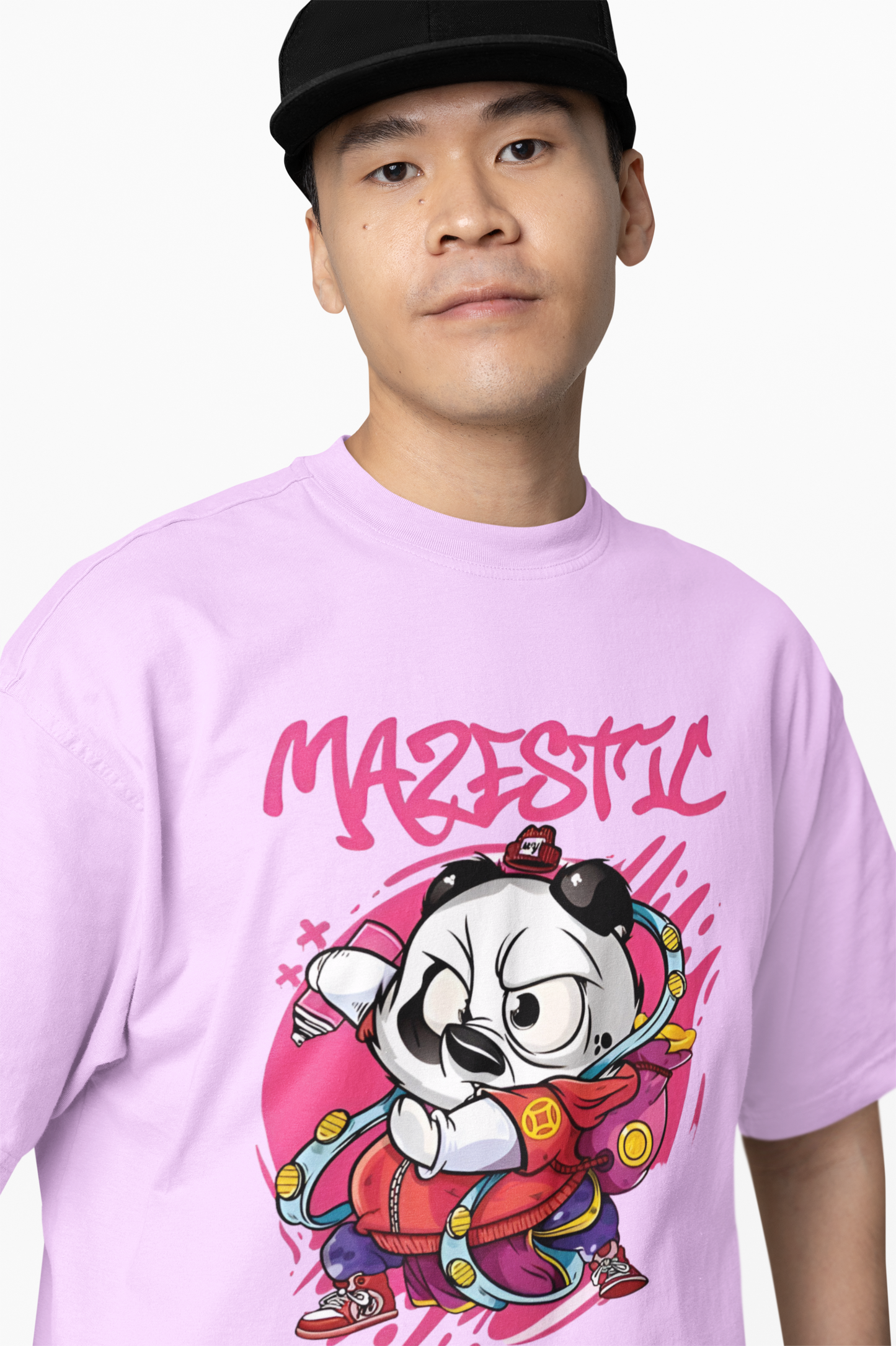 Mazestick Panda Oversized T-Shirt – Trendy Graphic Streetwear