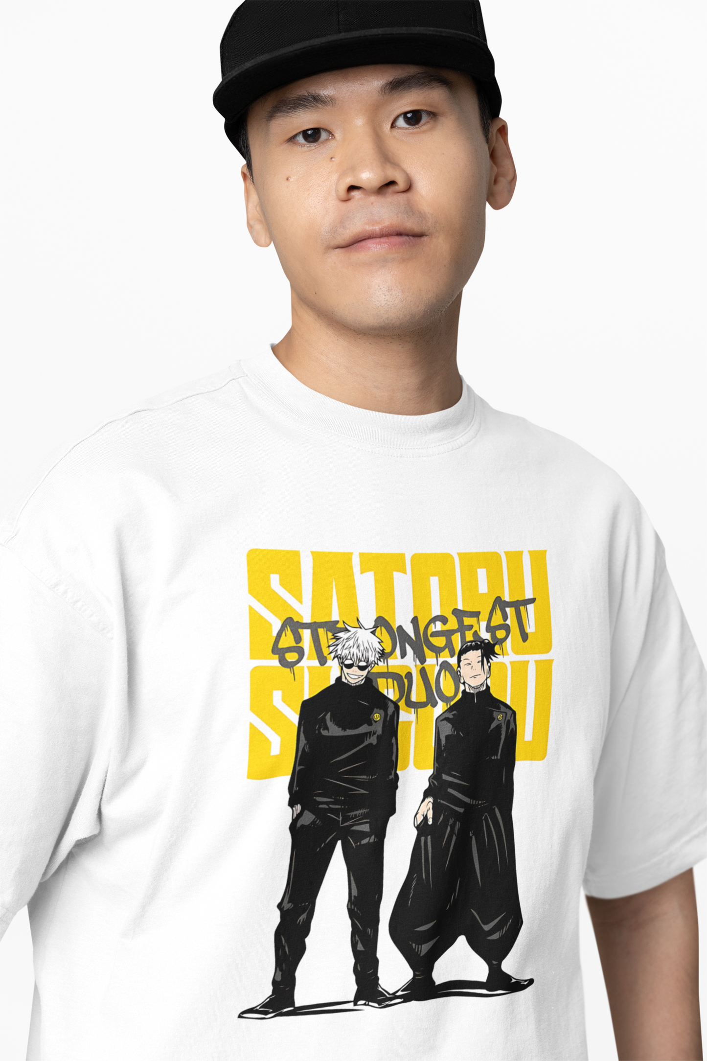 Strongest Satoru Oversized T-Shirt Anime Streetwear Tee Fit