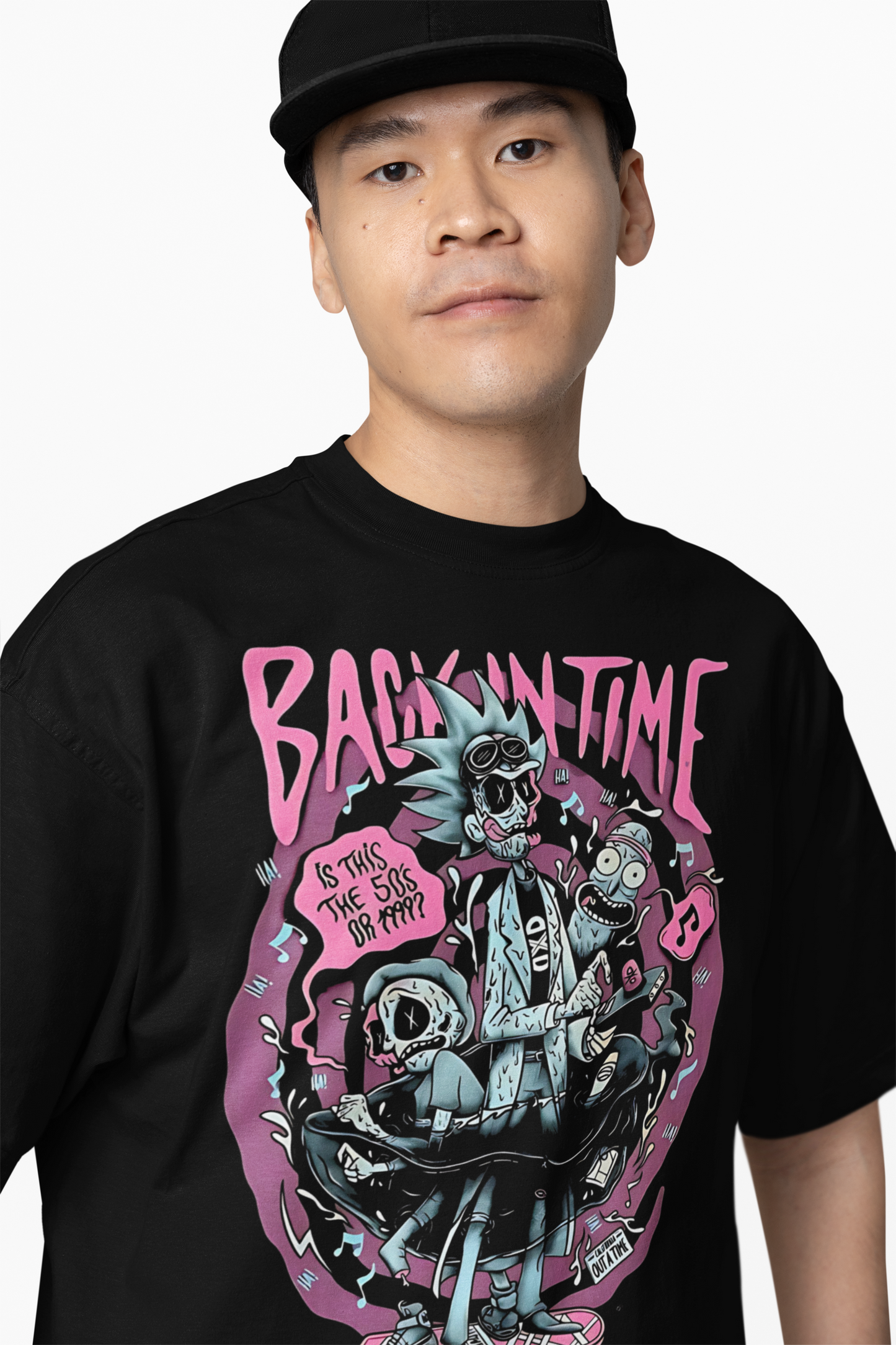 Morty Back In Time Oversized T-Shirts – Bold & Fun Design