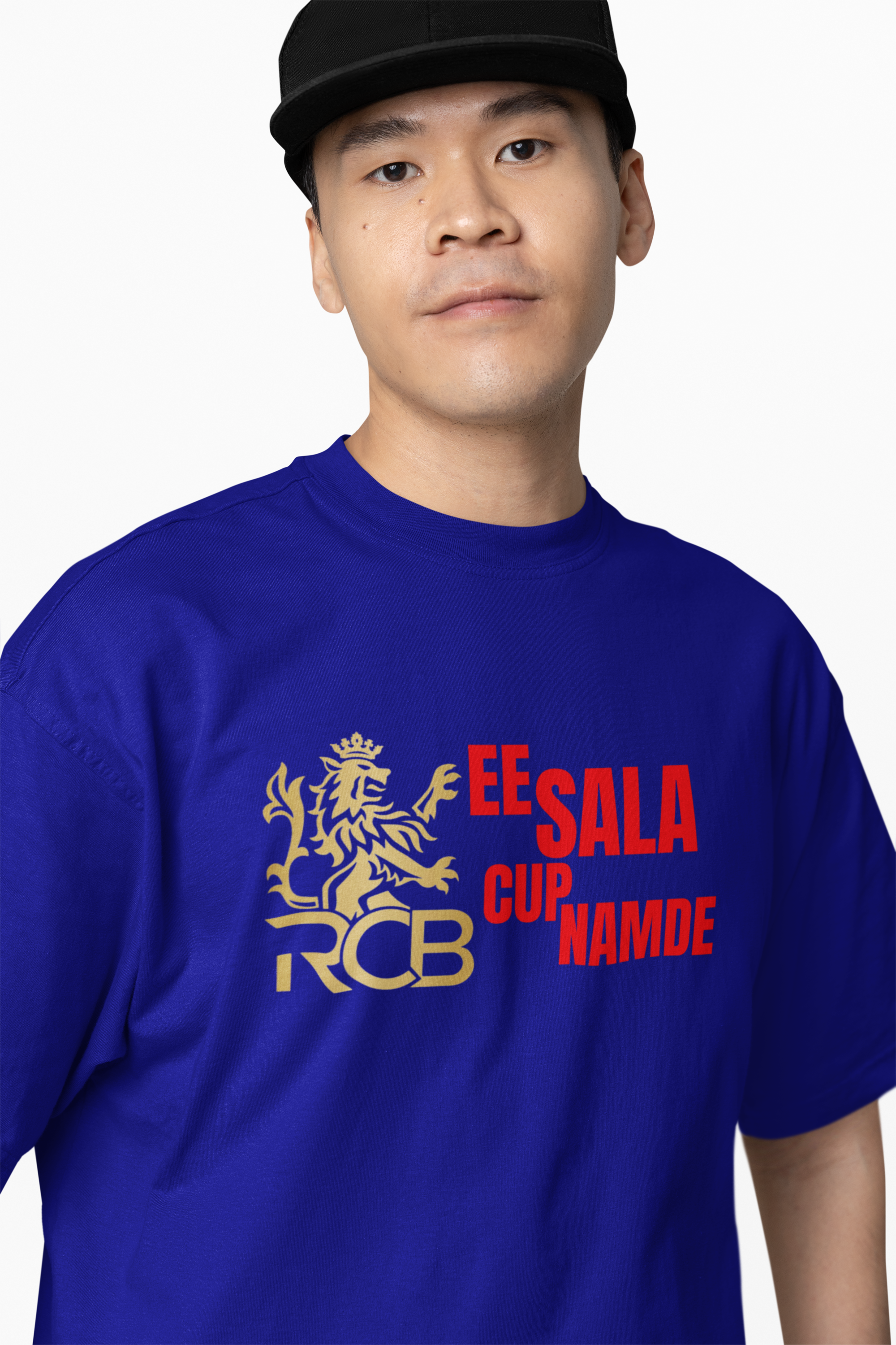 Royal RCB Slogan Tee Oversized T-Shirts