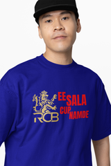 Royal RCB Slogan Tee Oversized T-Shirts
