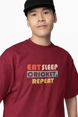 Eat, Sleep, Cricket, Repeat, Oversized T-Shirt