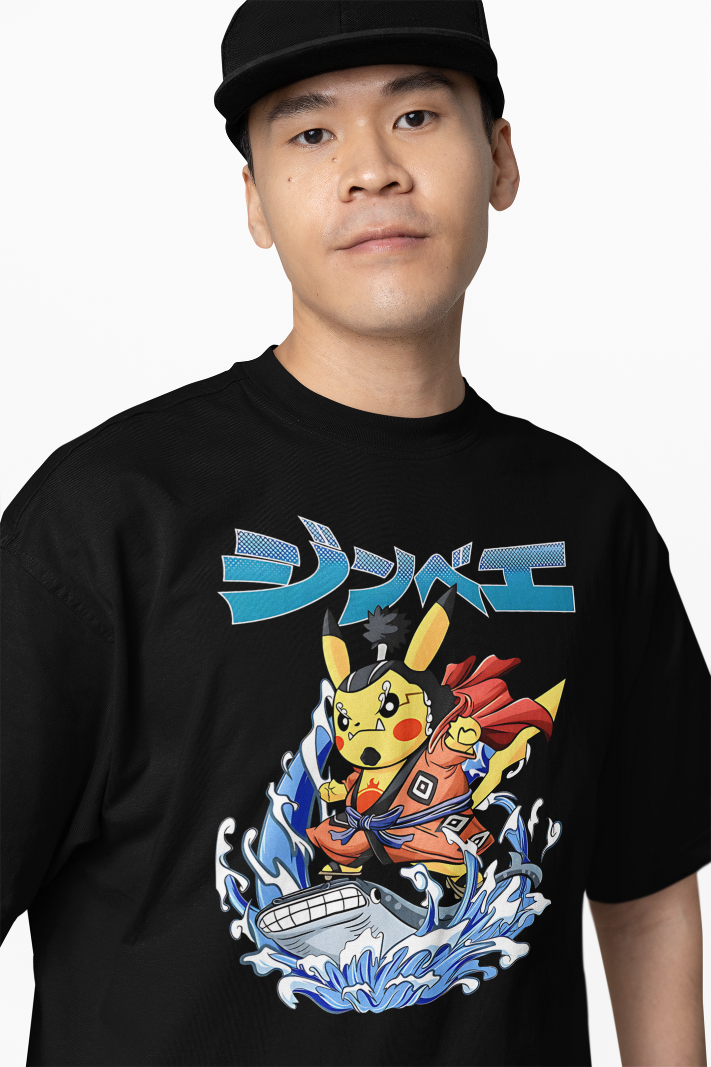 Pikachu Jinbe Oversized T-Shirt – Cute Anime Streetwear Design