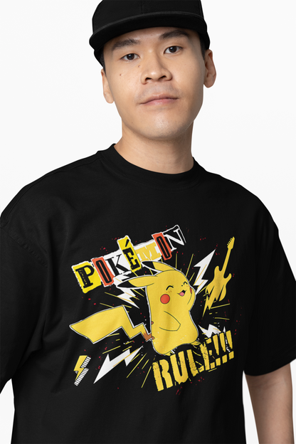 Pokemon Rule Oversized Black T-Shirt – Relaxed Fit Graphic